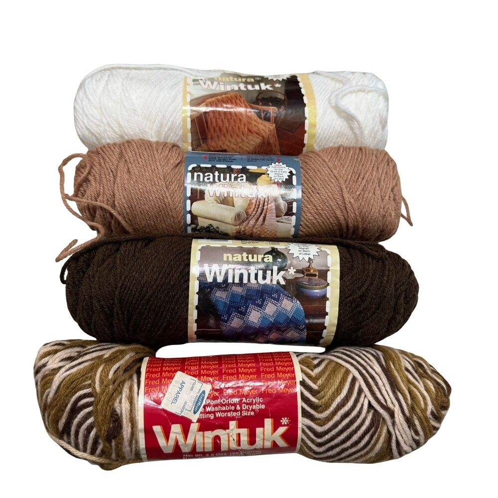 Vintage‎ Yarn Lot 4 Skeins K-Mart Brown Ombres Coffee Cashmere White